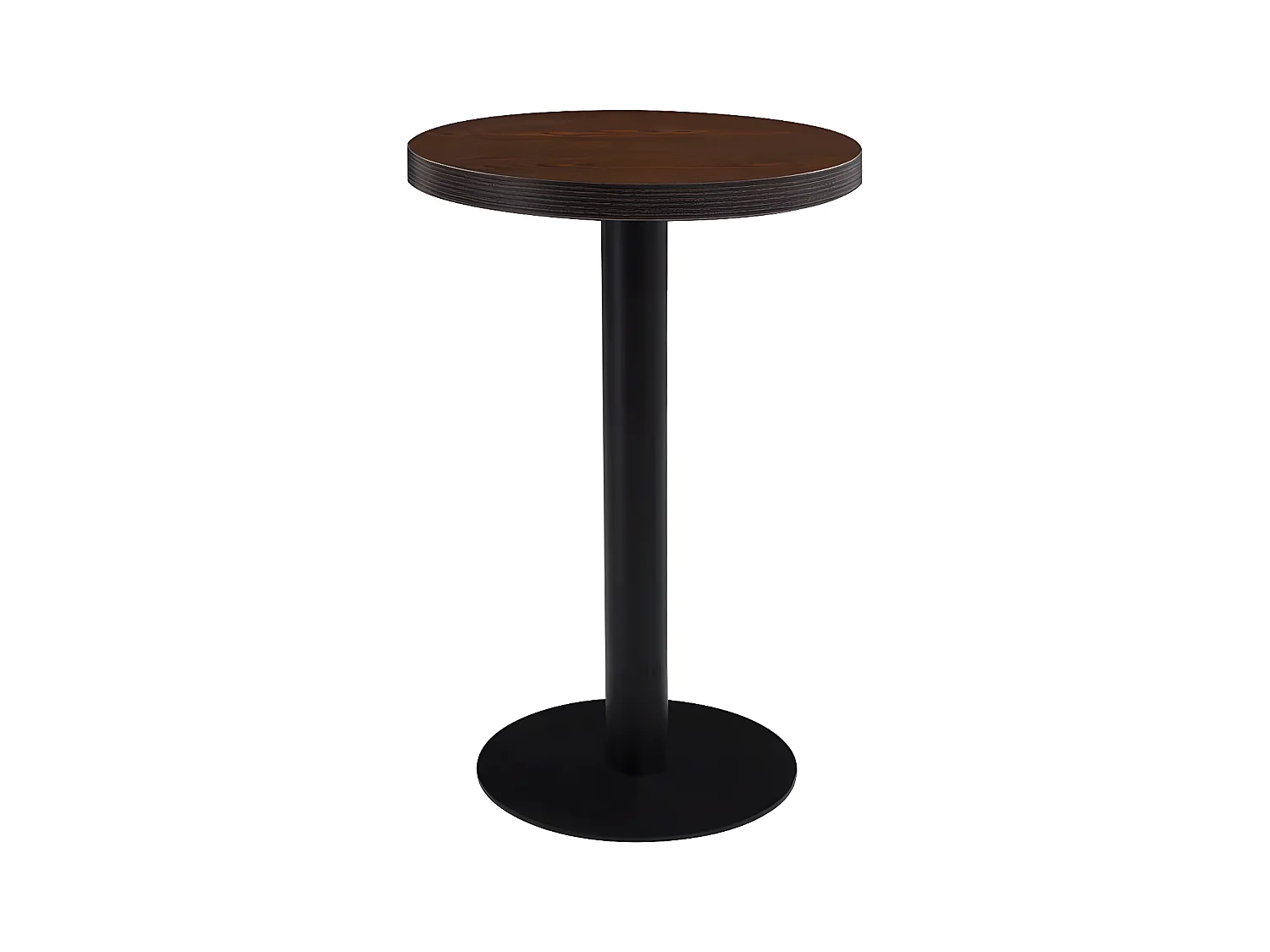 Table de bar ronde bois foncé et pieds métal noir Beth D 50cm