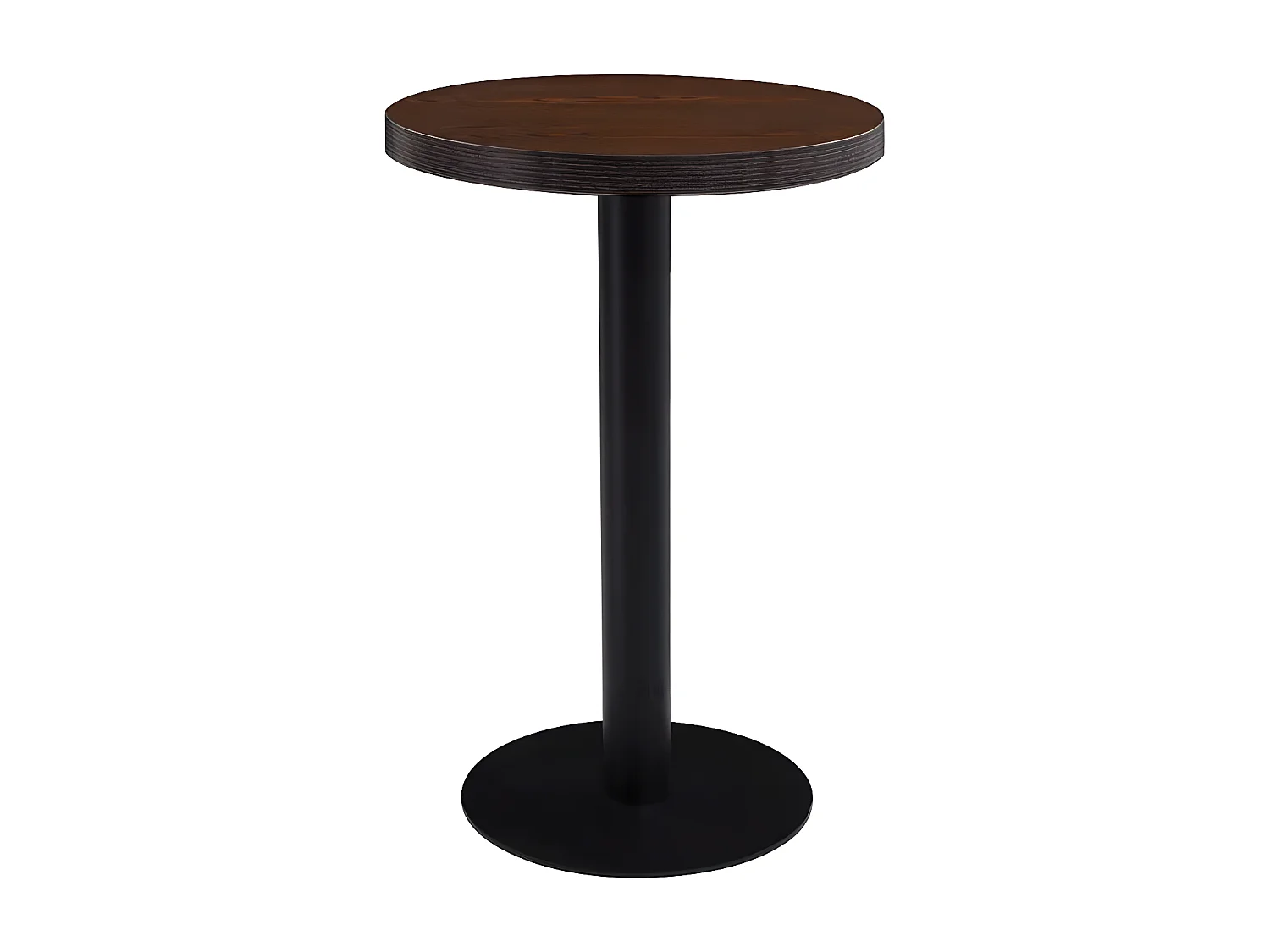 Table de bar ronde bois foncé et pieds métal noir Beth D 50cm