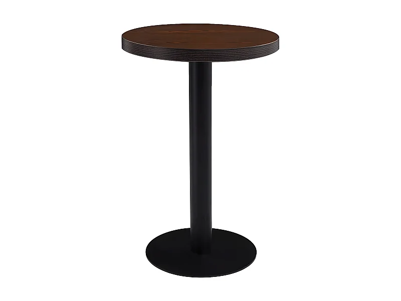 Table de bar ronde bois foncé et pieds métal noir Beth D 50cm
