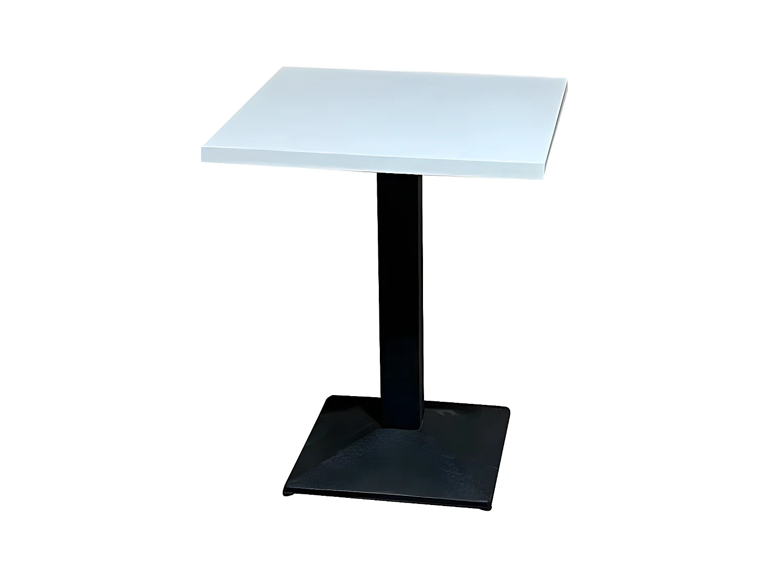 Table de bar carrée bois blanc et pied acier noir Snooka 70cm
