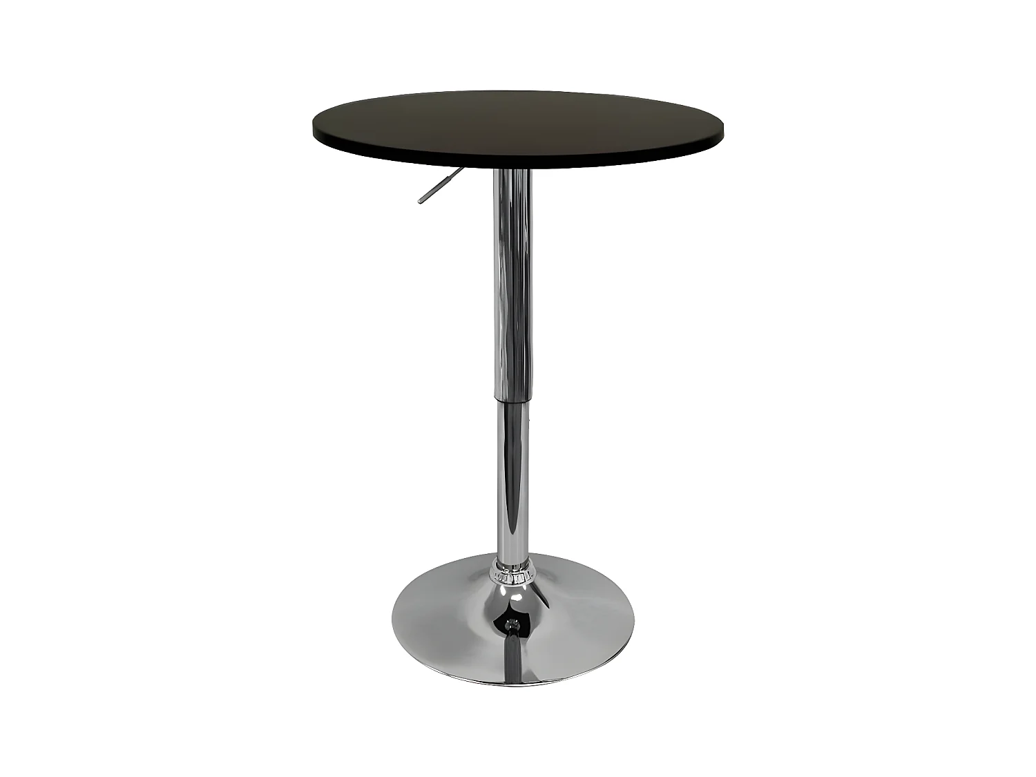 Table de bar ronde laquée noir et acier chromé D60xH68-76cm Kofy