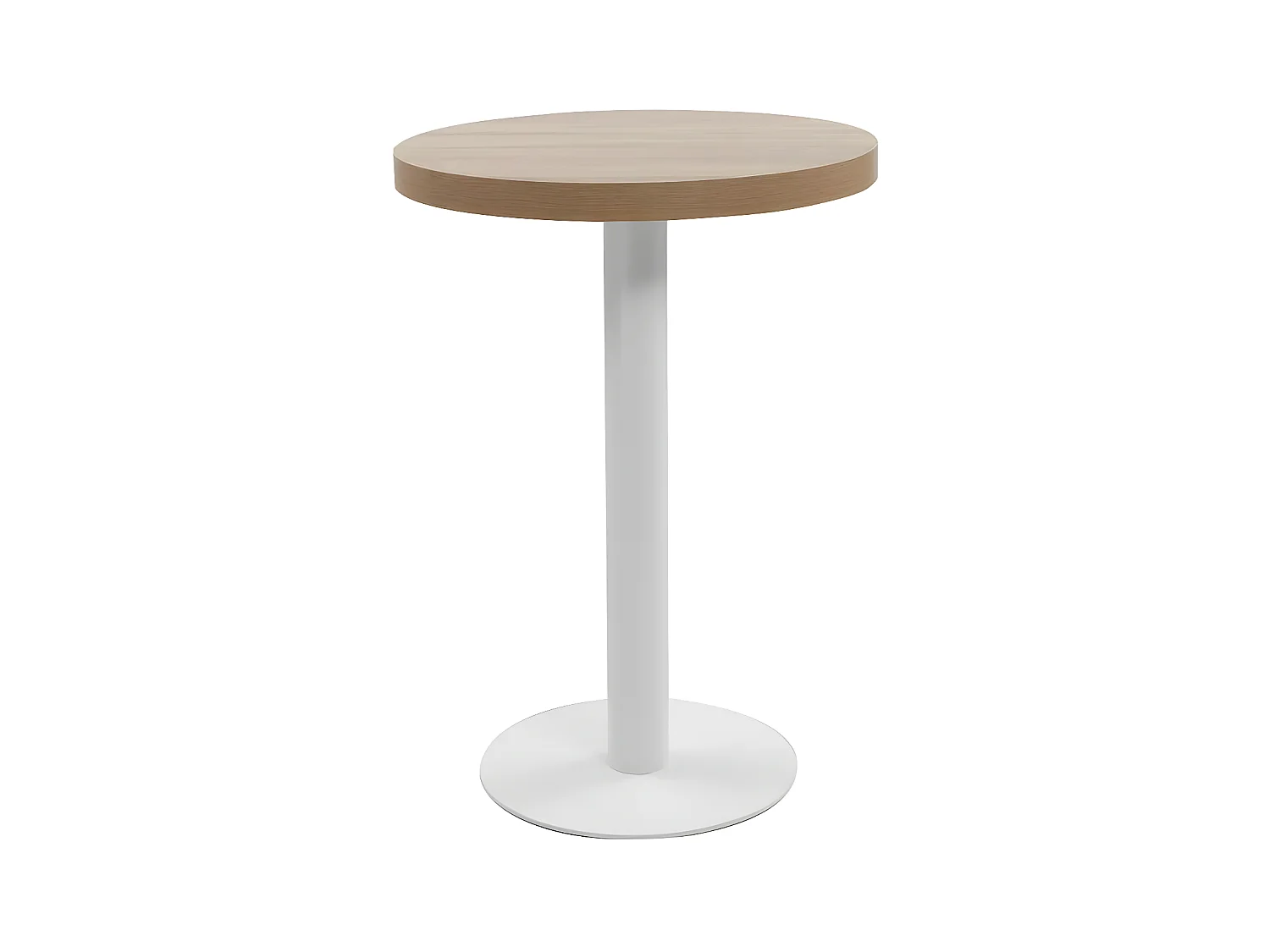 Table de bar ronde bois clair et pieds métal blanc Beth D 60cm