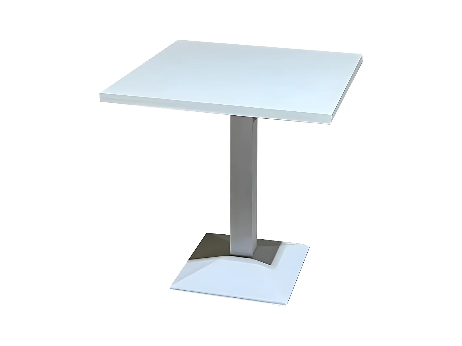 Table de bar carrée bois blanc et pied acier blanc Snooka 70cm