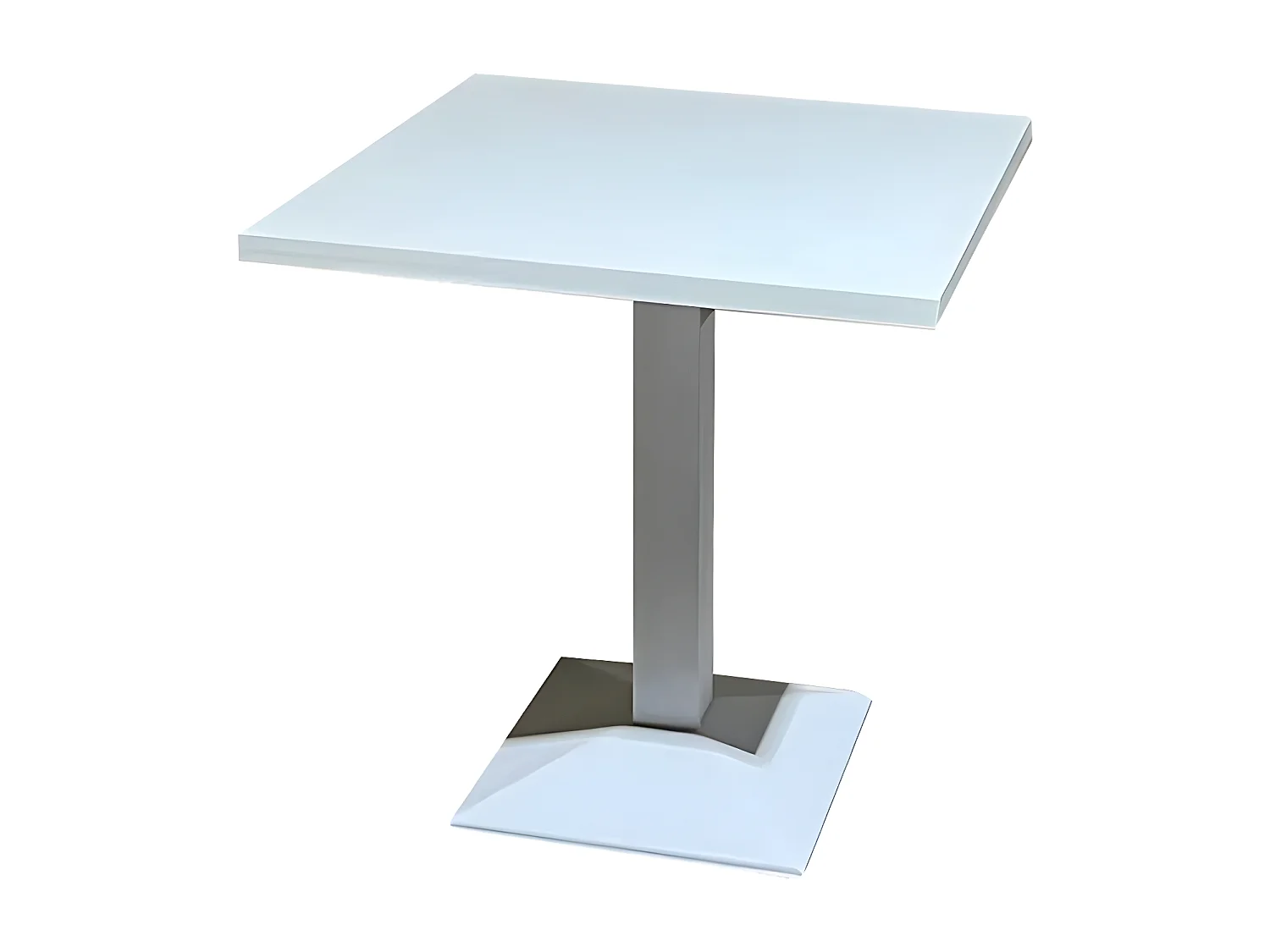 Table de bar carrée bois blanc et pied acier blanc Snooka 70cm