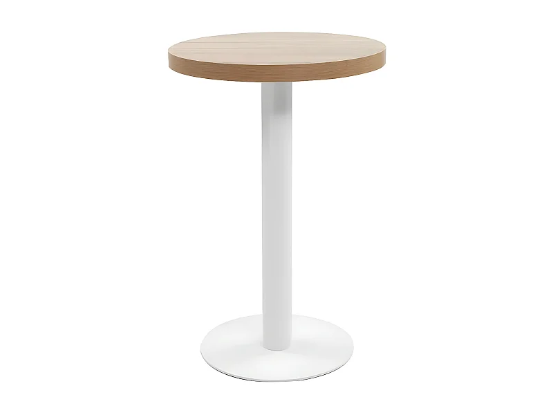 Table de bar ronde bois clair et pieds métal blanc Beth D 50cm