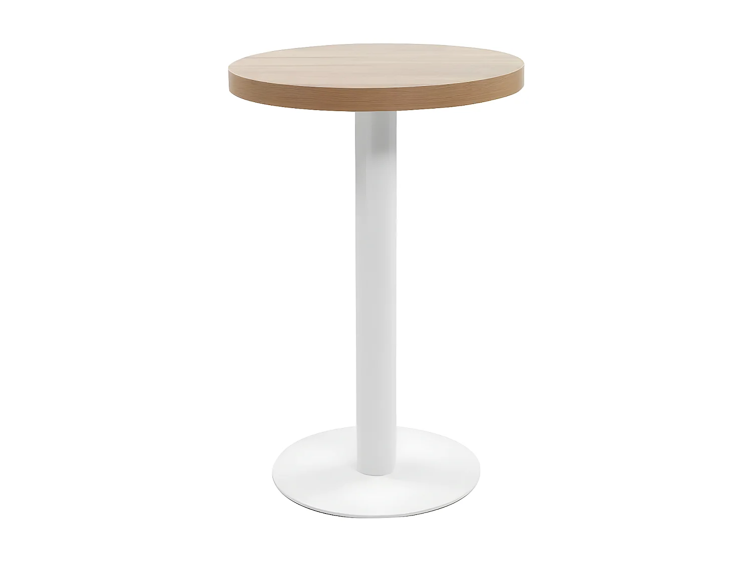 Table de bar ronde bois clair et pieds métal blanc Beth D 50cm