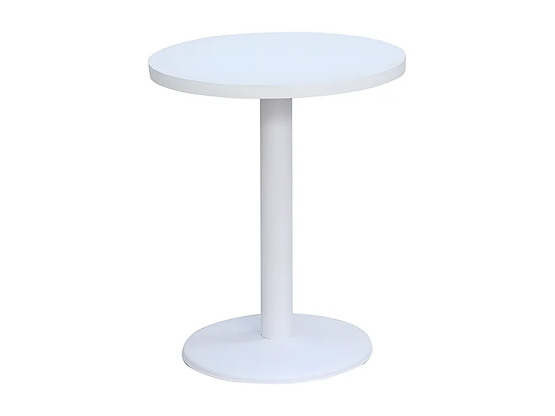 Table de bar ronde bois blanc et pied acier blanc Snooka 60cm