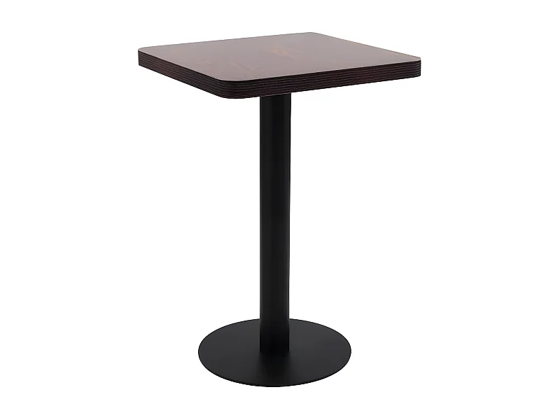 Table de bar carrée bois foncé et pied métal noir Kalas 50cm
