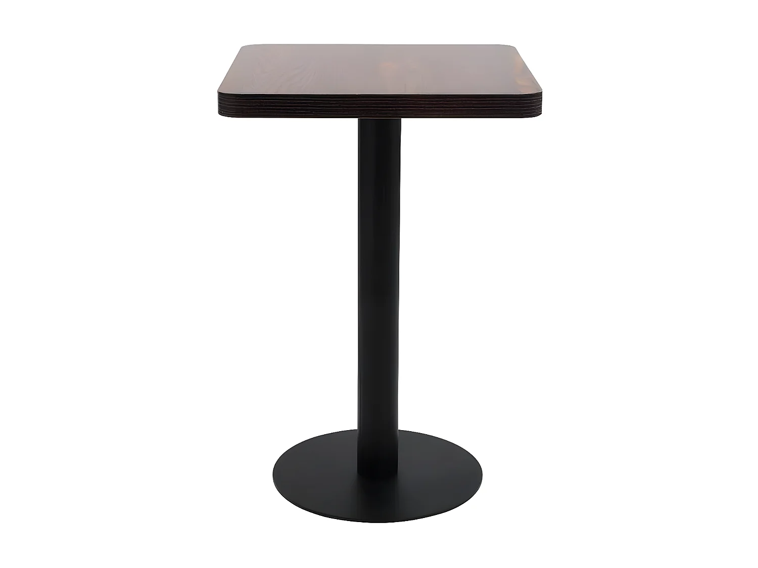 Table de bar carrée bois foncé et pied métal noir Kalas 50cm