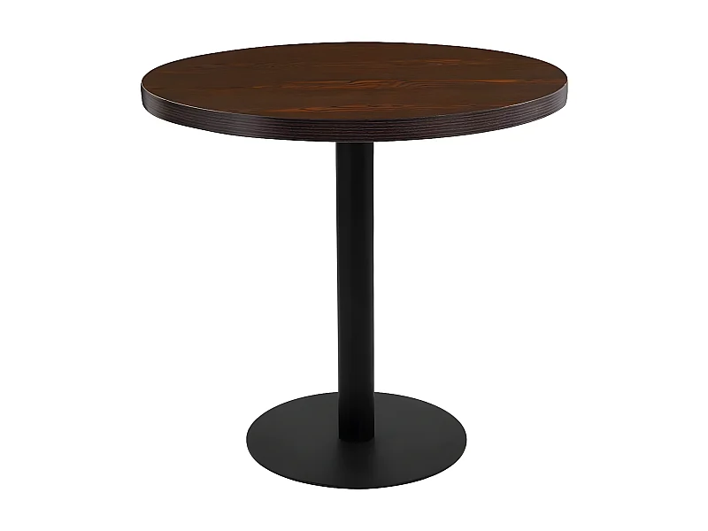 Table de bar ronde bois foncé et pieds métal noir Beth D 80cm