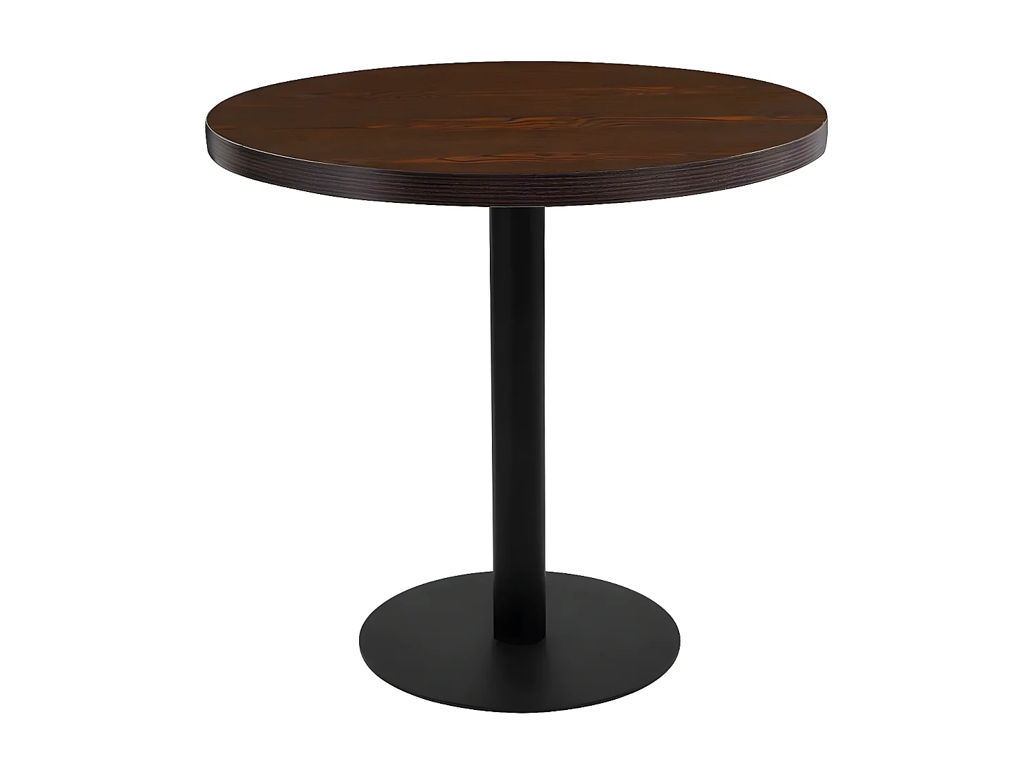 Table de bar ronde bois foncé et pieds métal noir Beth D 80cm