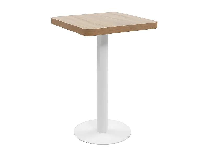 Table de bar carrée bois clair et pied métal blanc Kalas 50cm