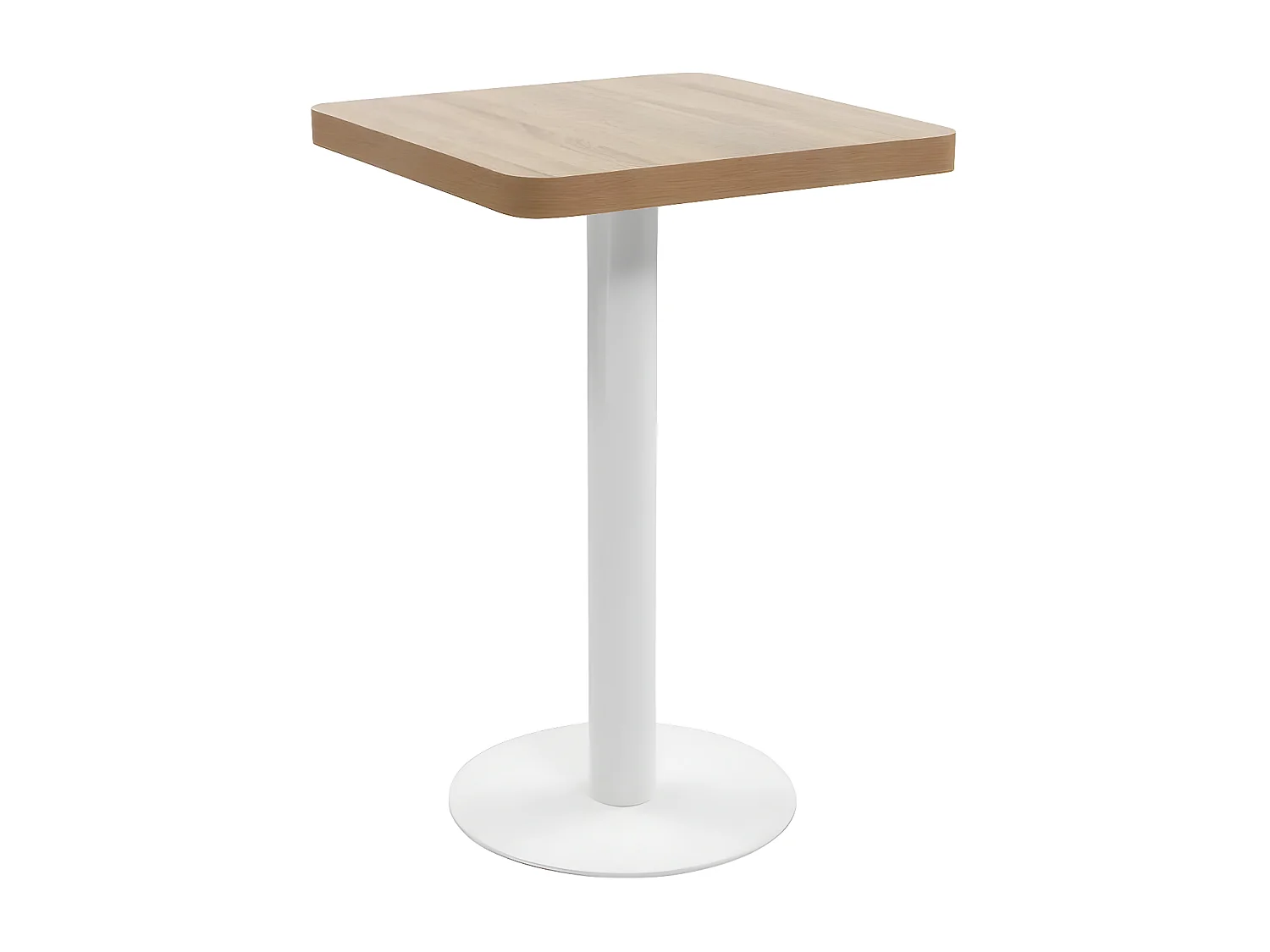 Table de bar carrée bois clair et pied métal blanc Kalas 50cm