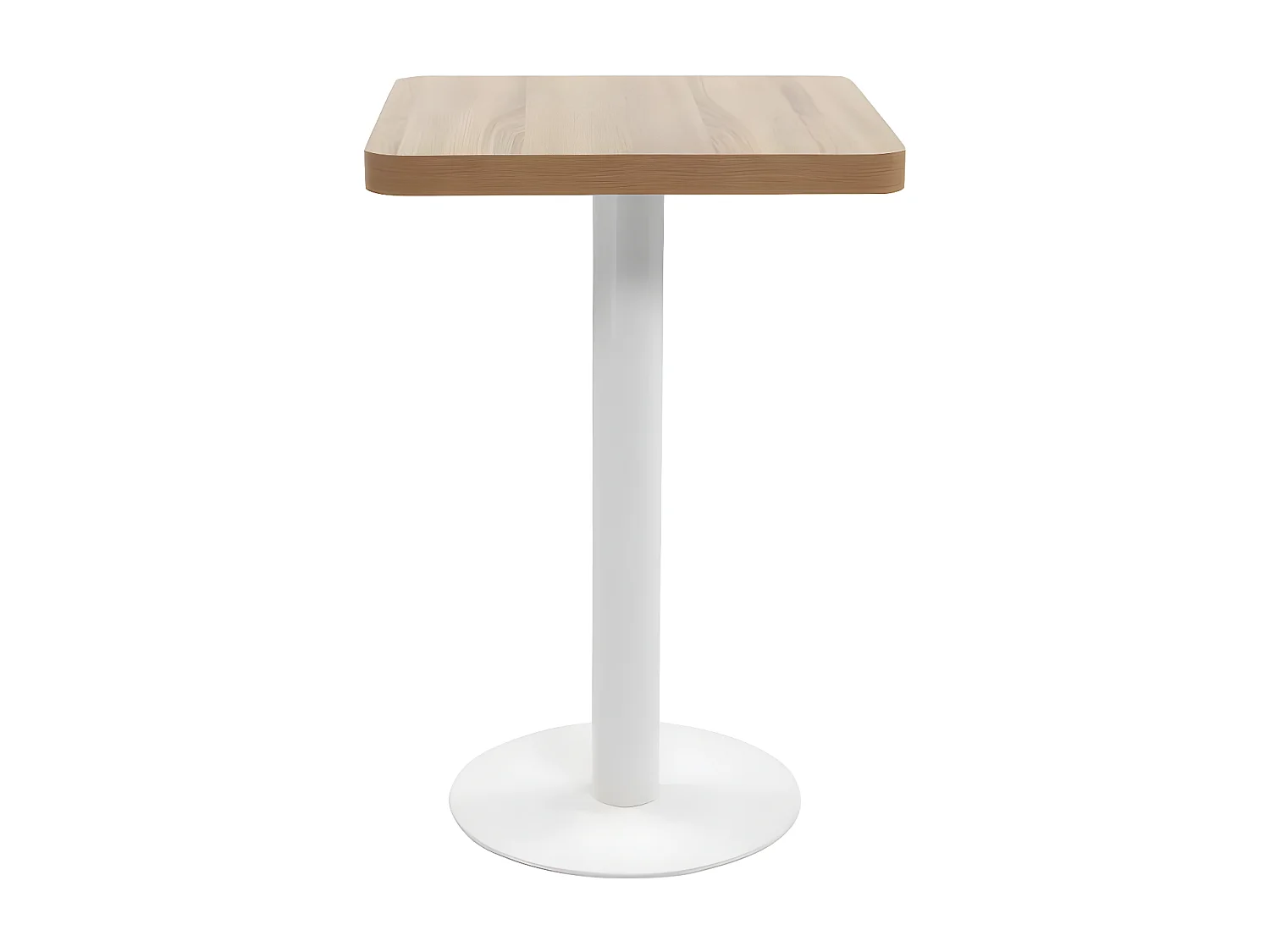 Table de bar carrée bois clair et pied métal blanc Kalas 50cm