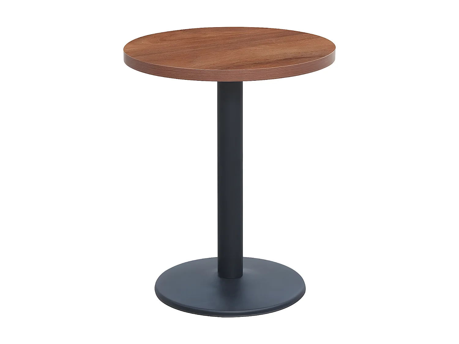Mesa alta redonda de madera oscura y pata de acero negro Snooka 60 cm