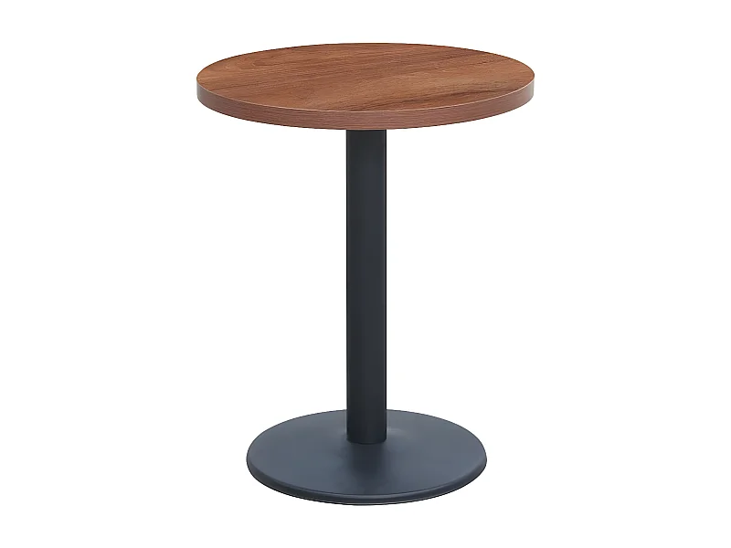 Mesa alta redonda de madera oscura y pata de acero negro Snooka 60 cm