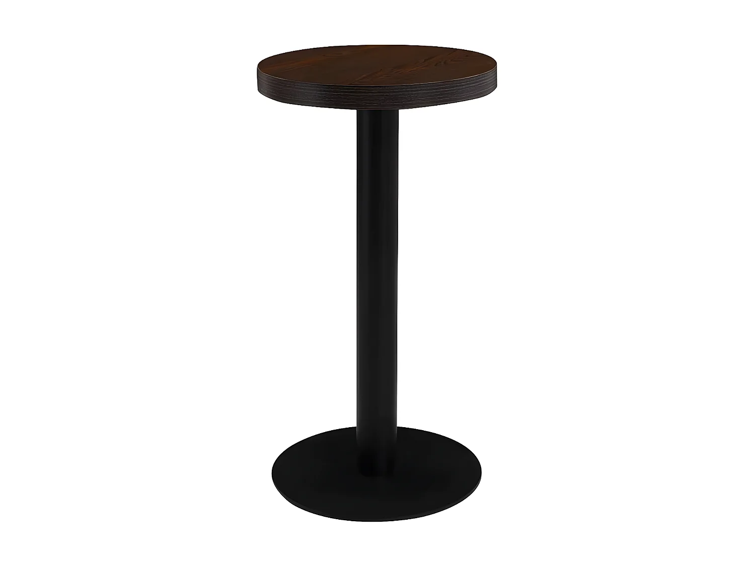 Table de bar ronde bois foncé et pieds métal noir Beth D 40cm