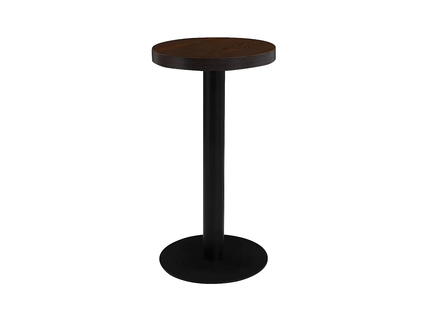 Table de bar ronde bois foncé et pieds métal noir Beth D 40cm