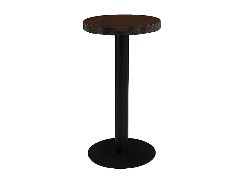 Table de bar ronde bois foncé et pieds métal noir Beth D 40cm
