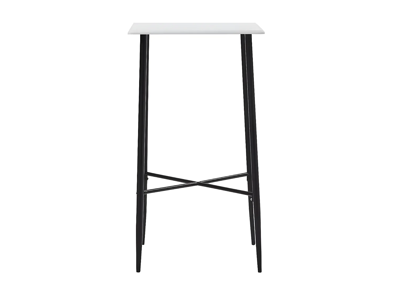 Table de bar carrée bois blanc et pieds métal noir Anivu 60cm