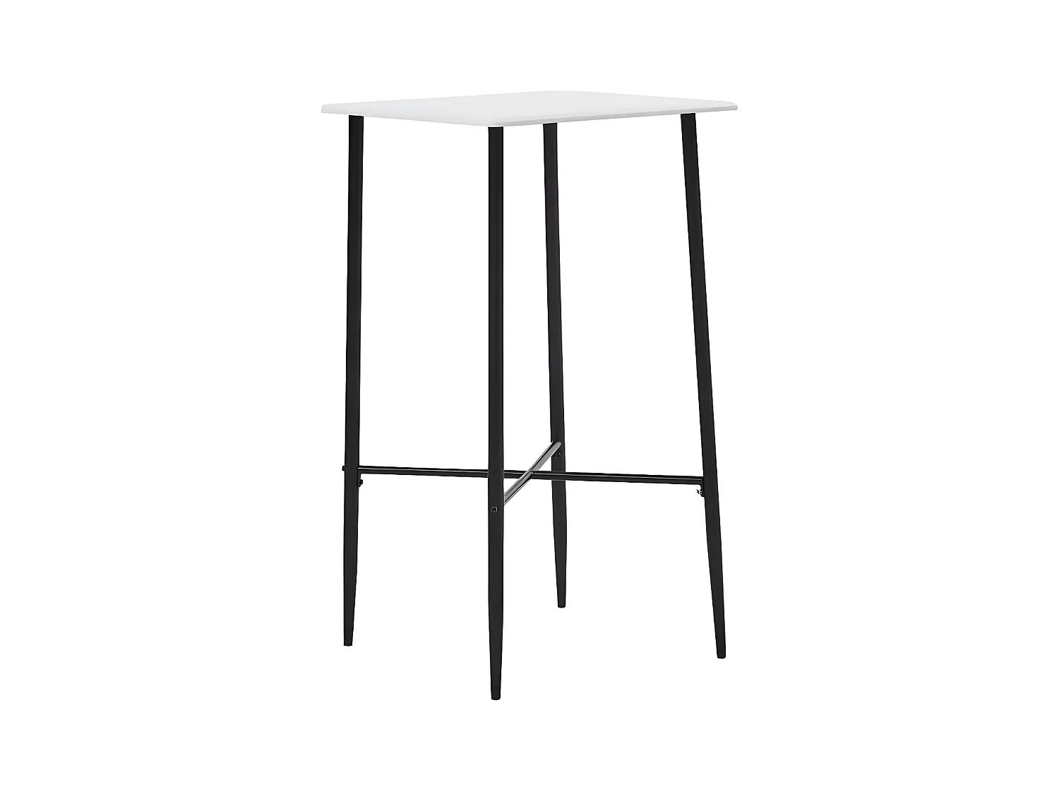 Table de bar carrée bois blanc et pieds métal noir Anivu 60cm