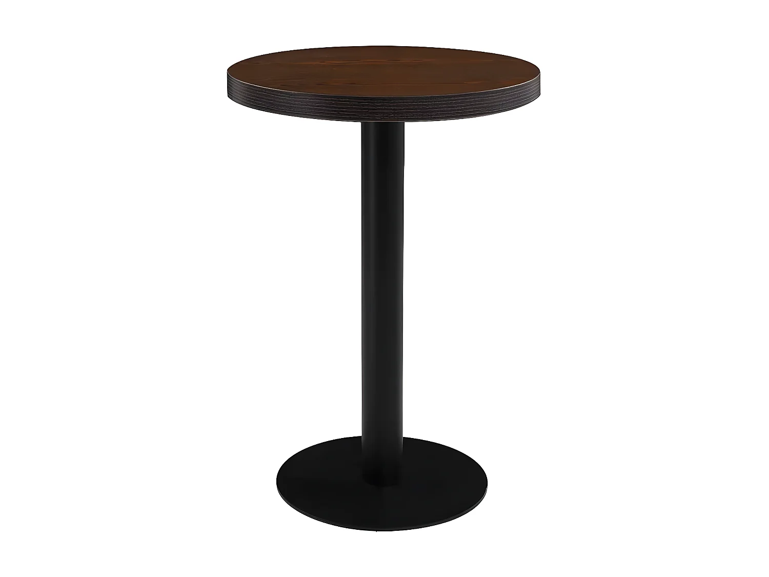 Table de bar ronde bois foncé et pieds métal noir Beth D 60cm