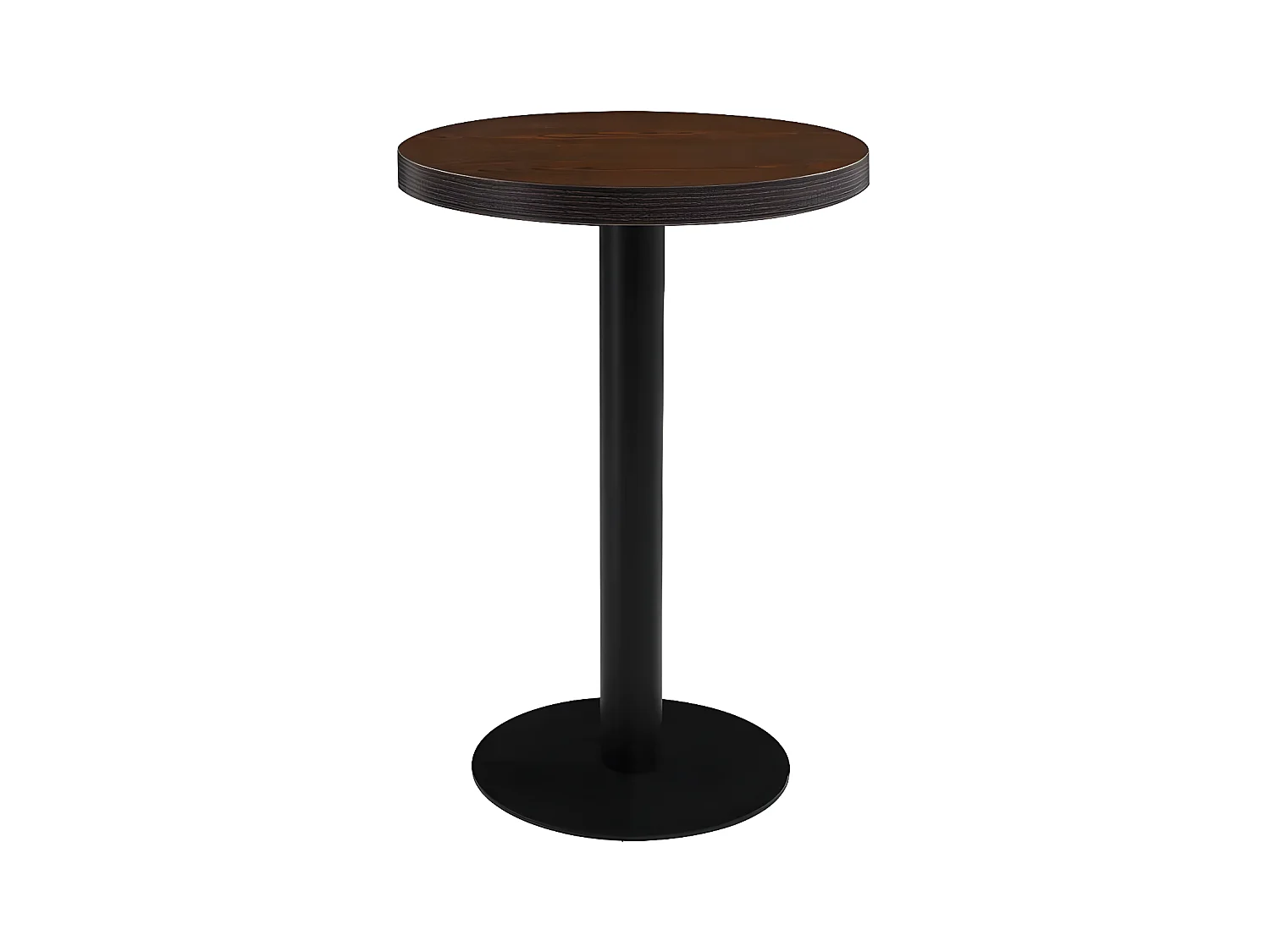 Table de bar ronde bois foncé et pieds métal noir Beth D 60cm