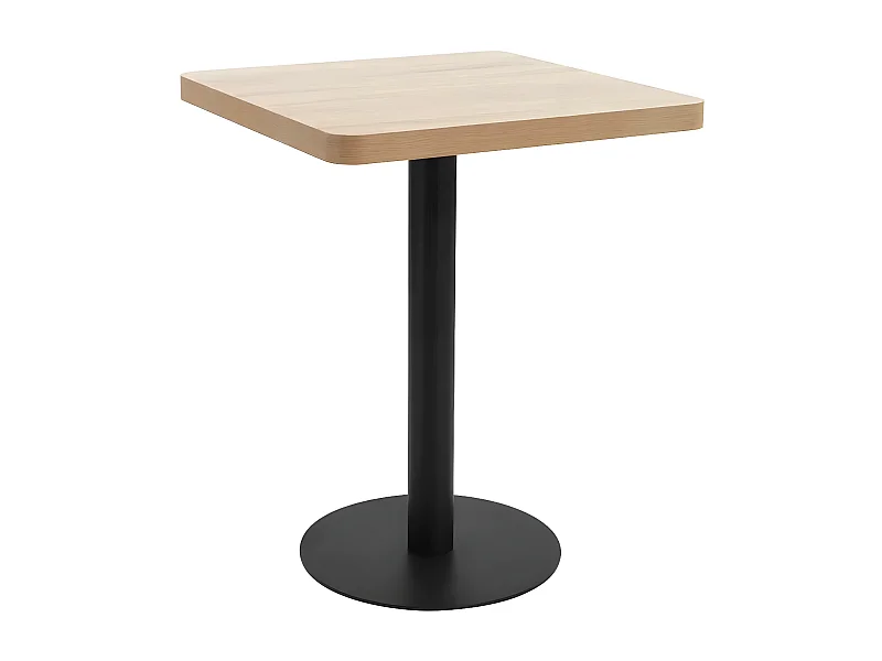 Table de bar carrée bois clair et pied métal noir Kalas 60cm