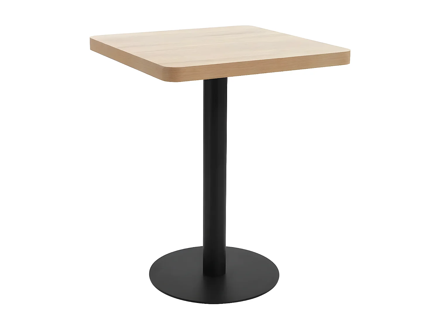 Table de bar carrée bois clair et pied métal noir Kalas 60cm