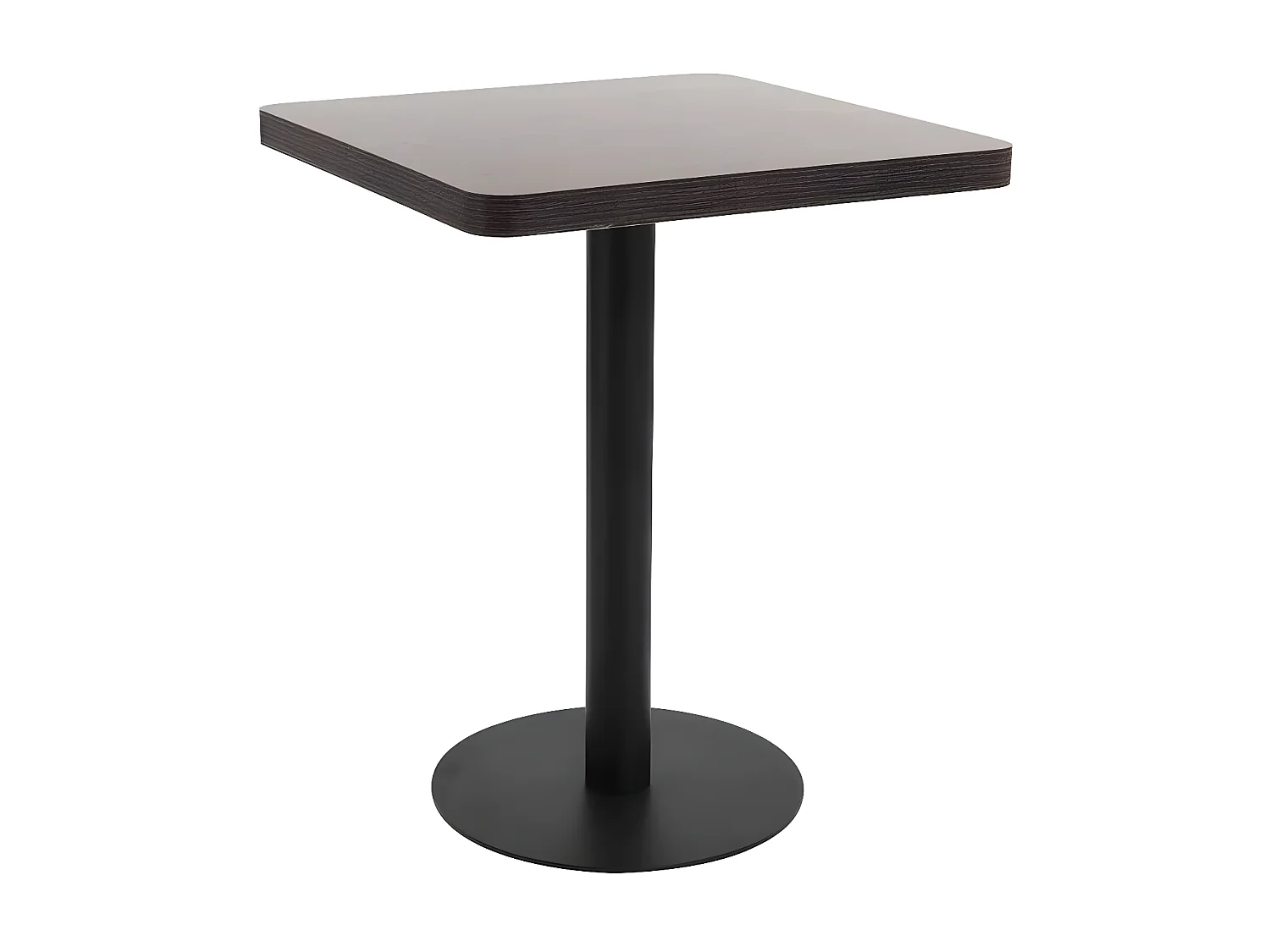 Table de bar carrée bois foncé et pied métal noir Kalas 60cm