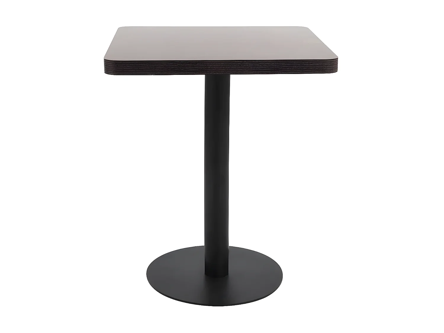 Table de bar carrée bois foncé et pied métal noir Kalas 60cm