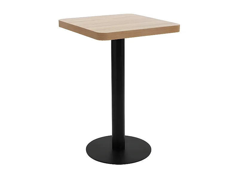 Table de bar carrée bois clair et pied métal noir Kalas 50cm