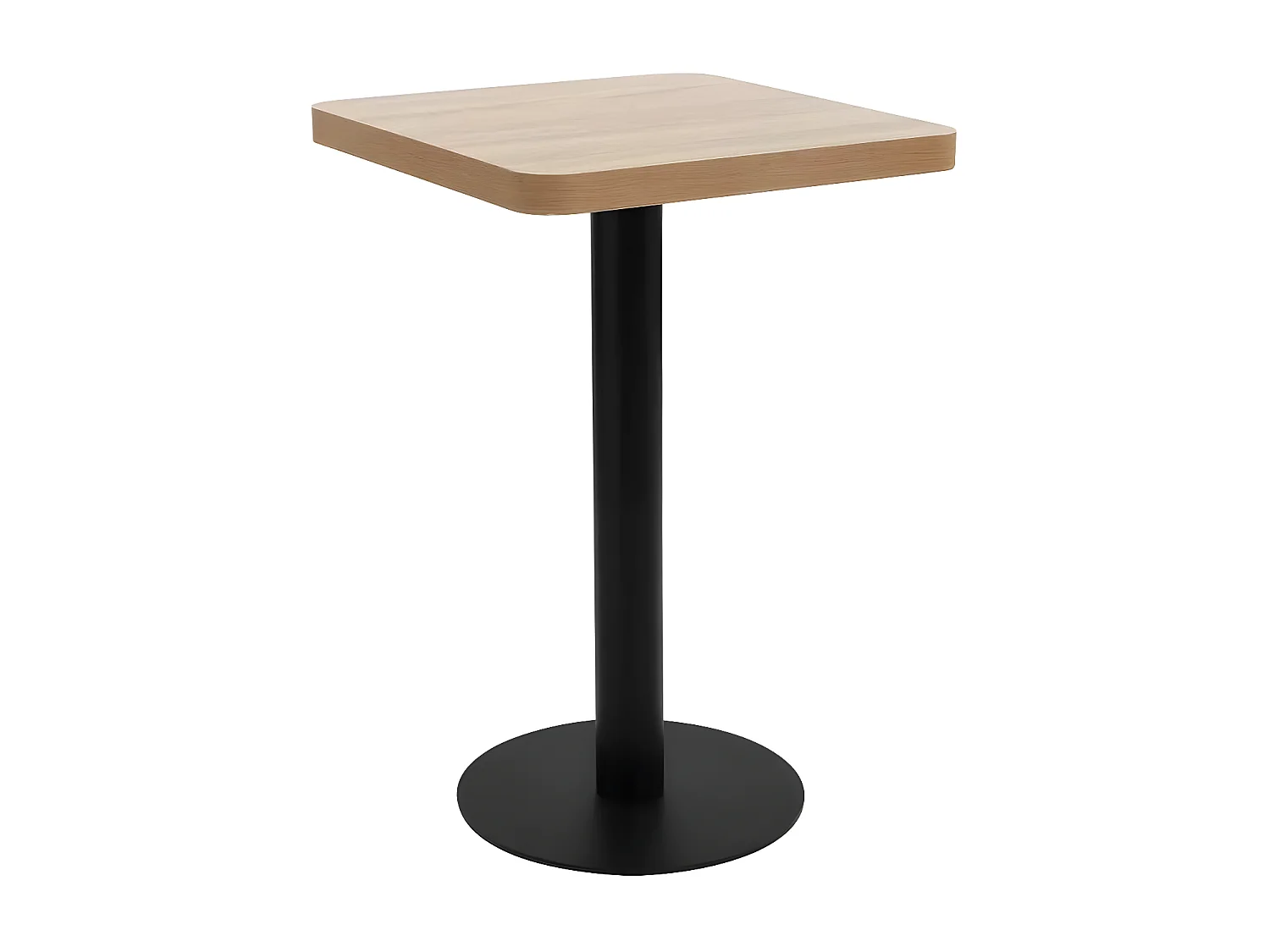 Table de bar carrée bois clair et pied métal noir Kalas 50cm