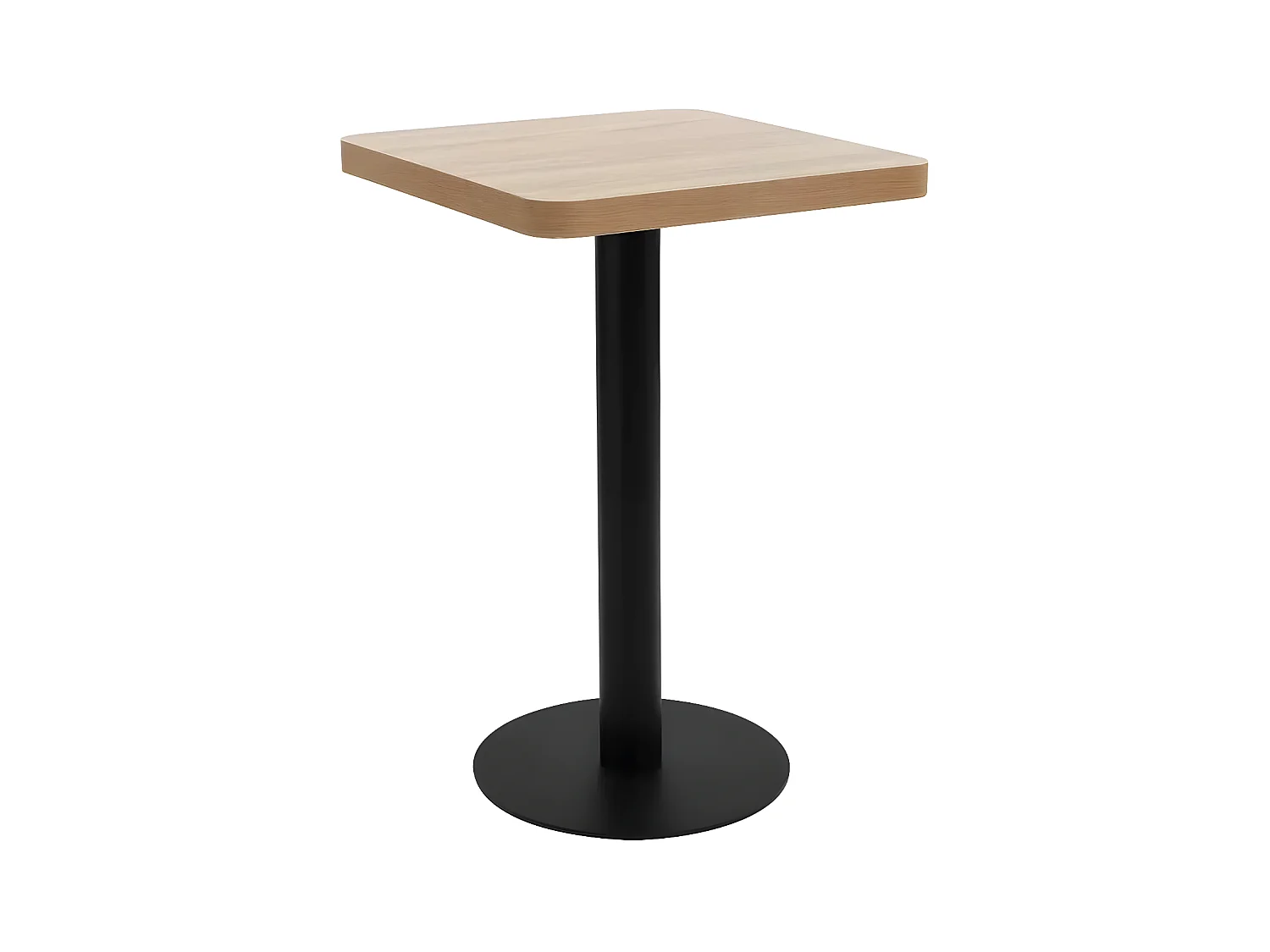 Table de bar carrée bois clair et pied métal noir Kalas 50cm