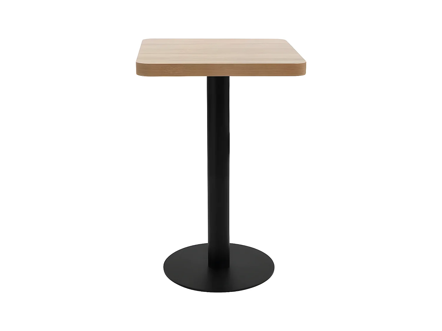 Table de bar carrée bois clair et pied métal noir Kalas 50cm
