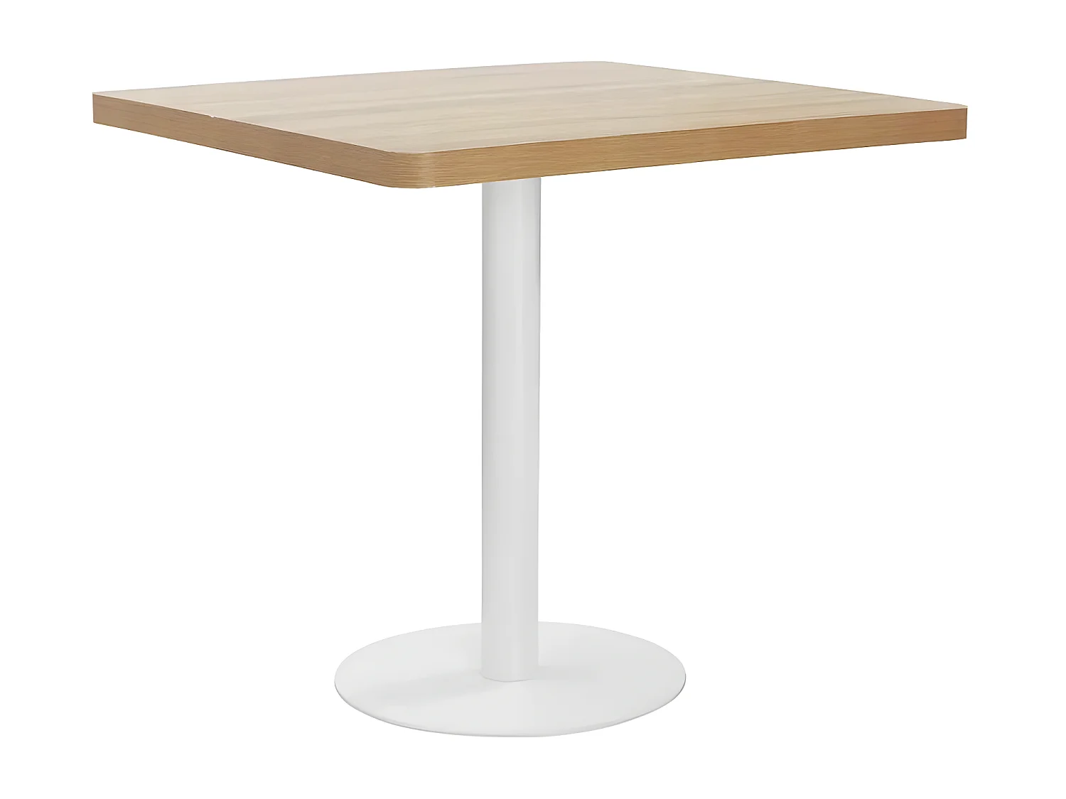Table de bar carrée bois clair et pied métal blanc Kalas 80cm