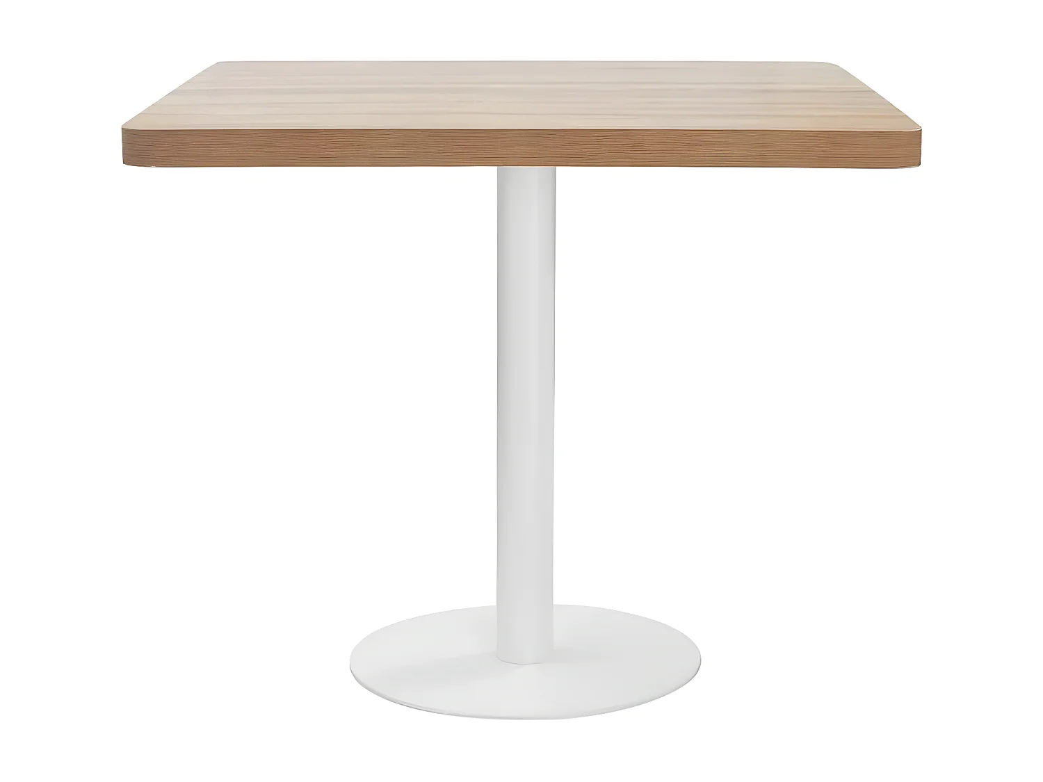 Table de bar carrée bois clair et pied métal blanc Kalas 80cm