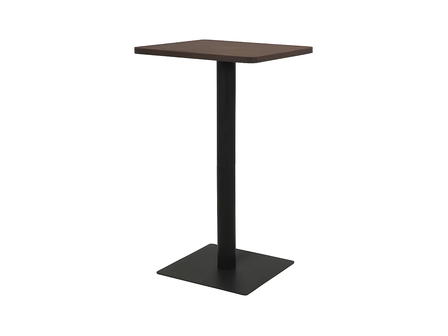Table de bar bois foncé et pieds métal noir Riner 70cm