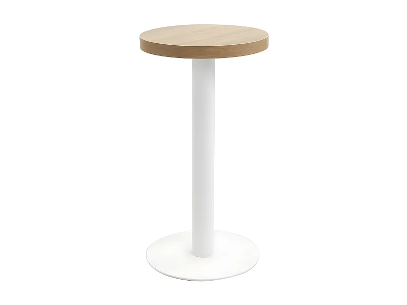 Table de bar ronde bois clair et pieds métal blanc Beth D 40cm