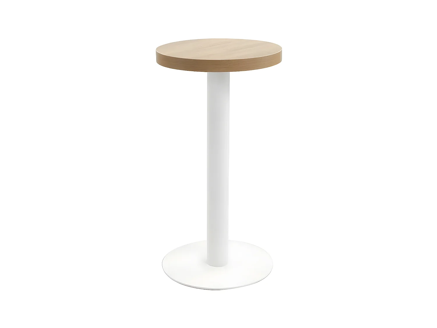 Table de bar ronde bois clair et pieds métal blanc Beth D 40cm