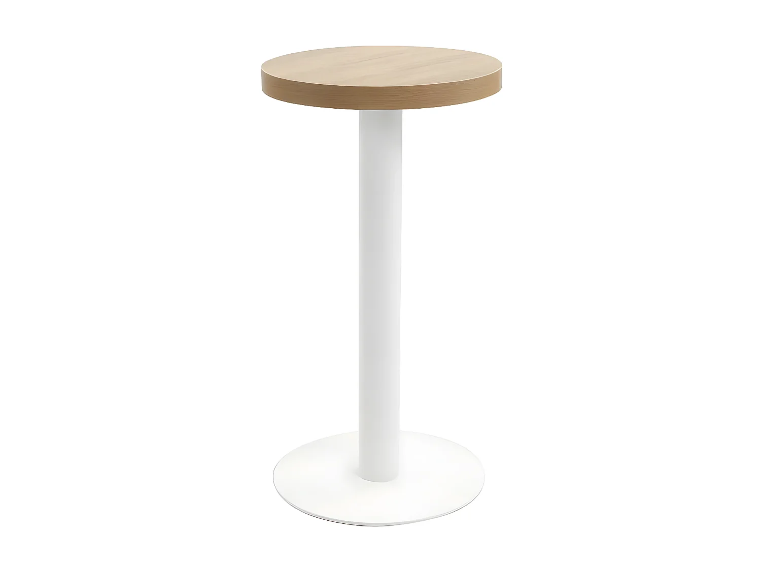 Table de bar ronde bois clair et pieds métal blanc Beth D 40cm