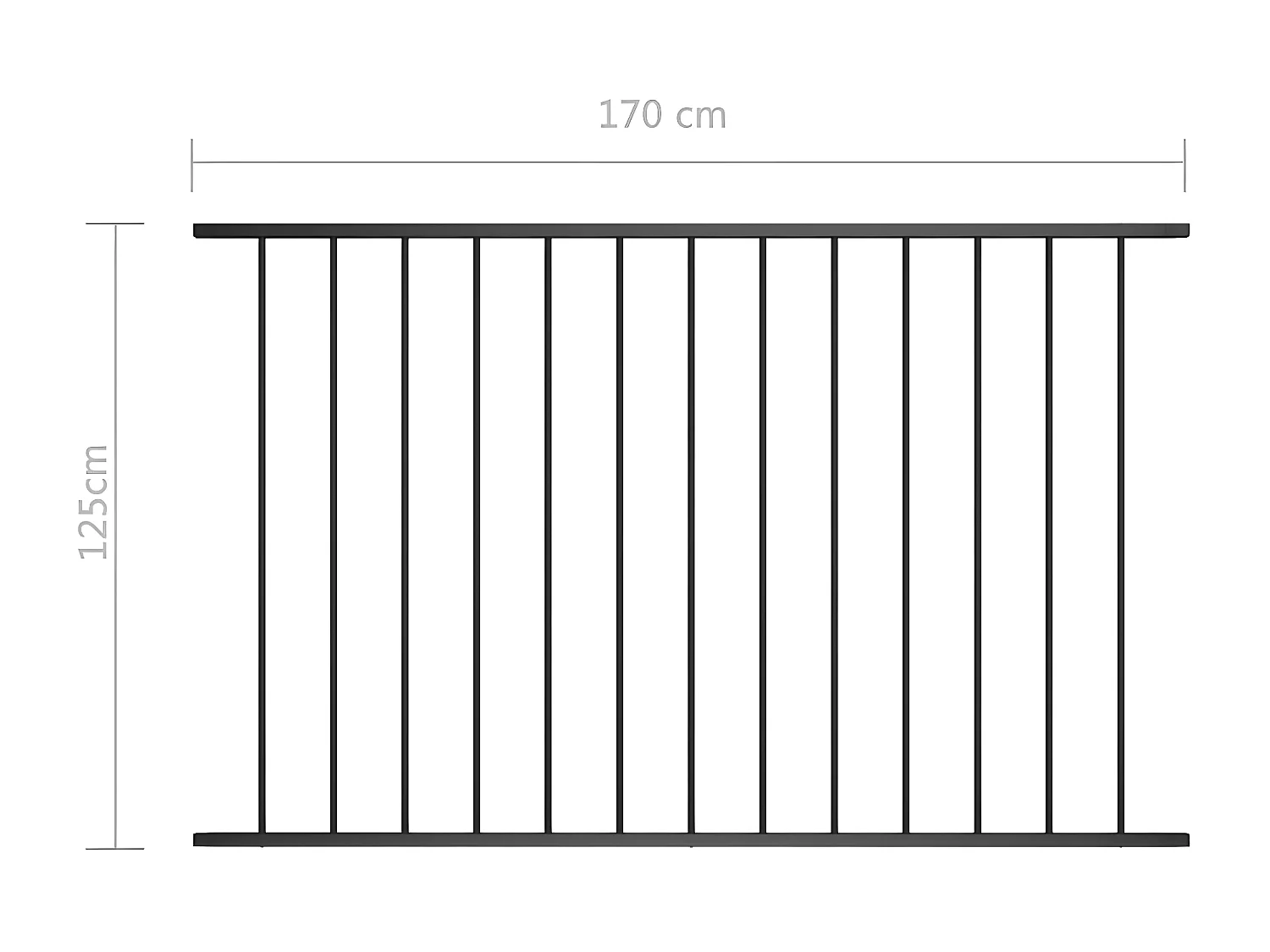 Panneau de clôture Acier enduit de poudre 1,7x1,25 m Noir