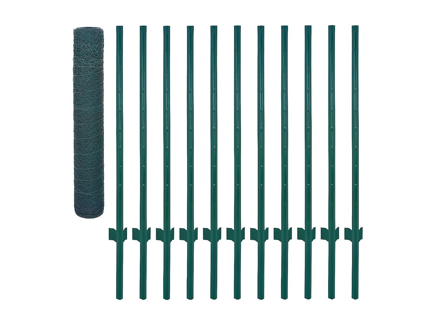 Clôture en grillage métallique avec poteaux Acier 25x1 m Vert 3