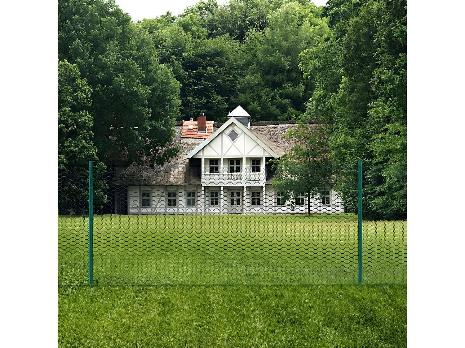 Clôture en grillage métallique avec poteaux Acier 25x0,5 m Vert 3