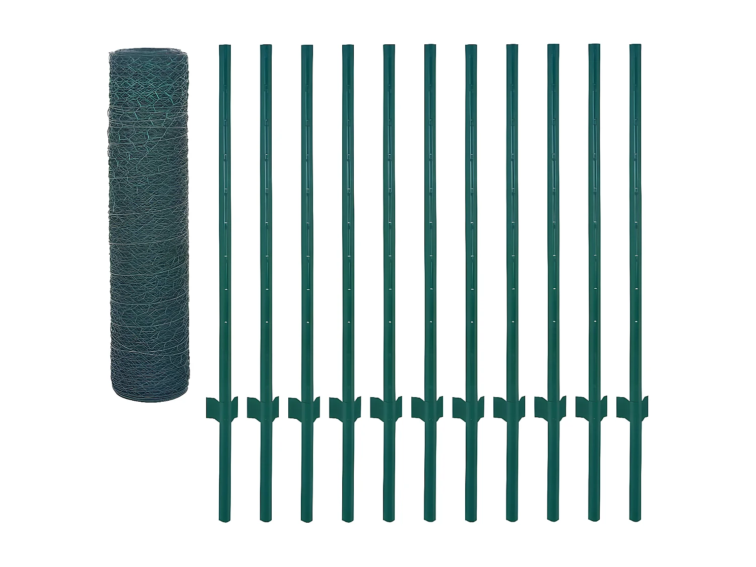 Clôture en grillage métallique avec poteaux Acier 25x0,5 m Vert 3