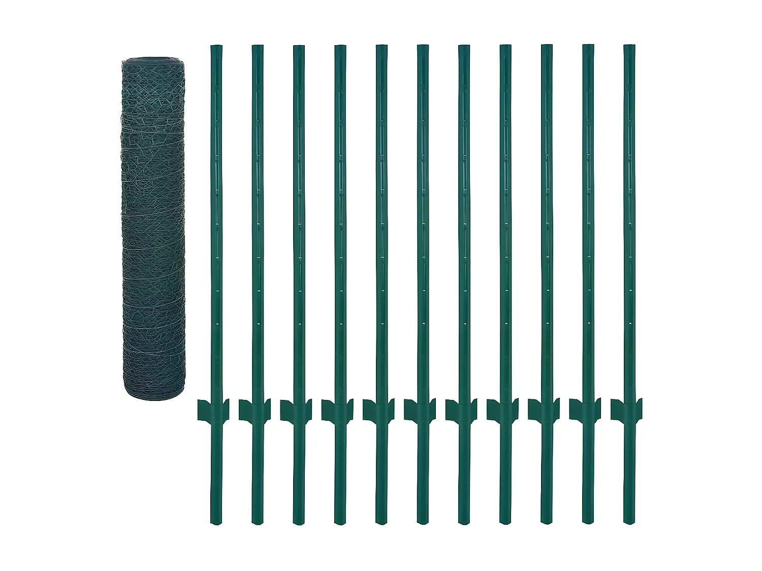 Clôture en grillage métallique avec poteaux Acier 25x0,75m Vert 2