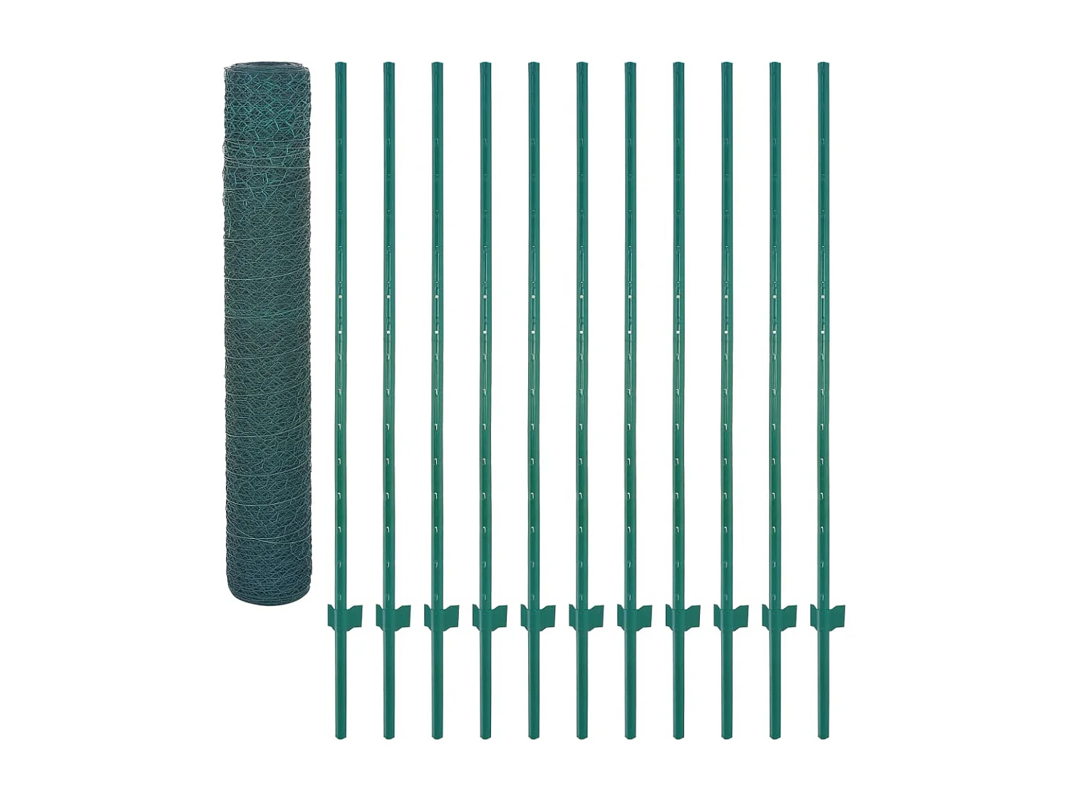 Clôture en grillage métallique avec poteaux Acier 25x1,5 m Vert 2