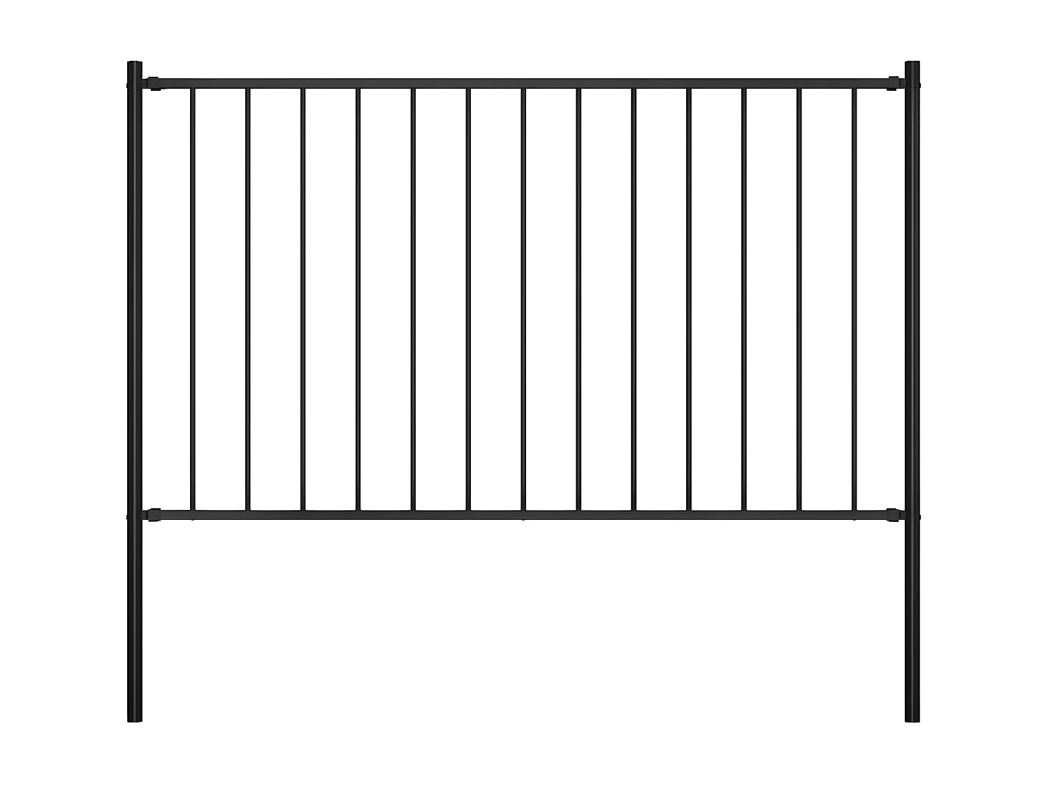 Panneau clôture et poteaux Acier enduit poudre 1,7x0,75 m Noir