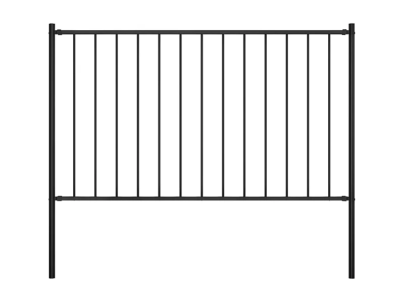 Panneau clôture et poteaux Acier enduit poudre 1,7x0,75 m Noir