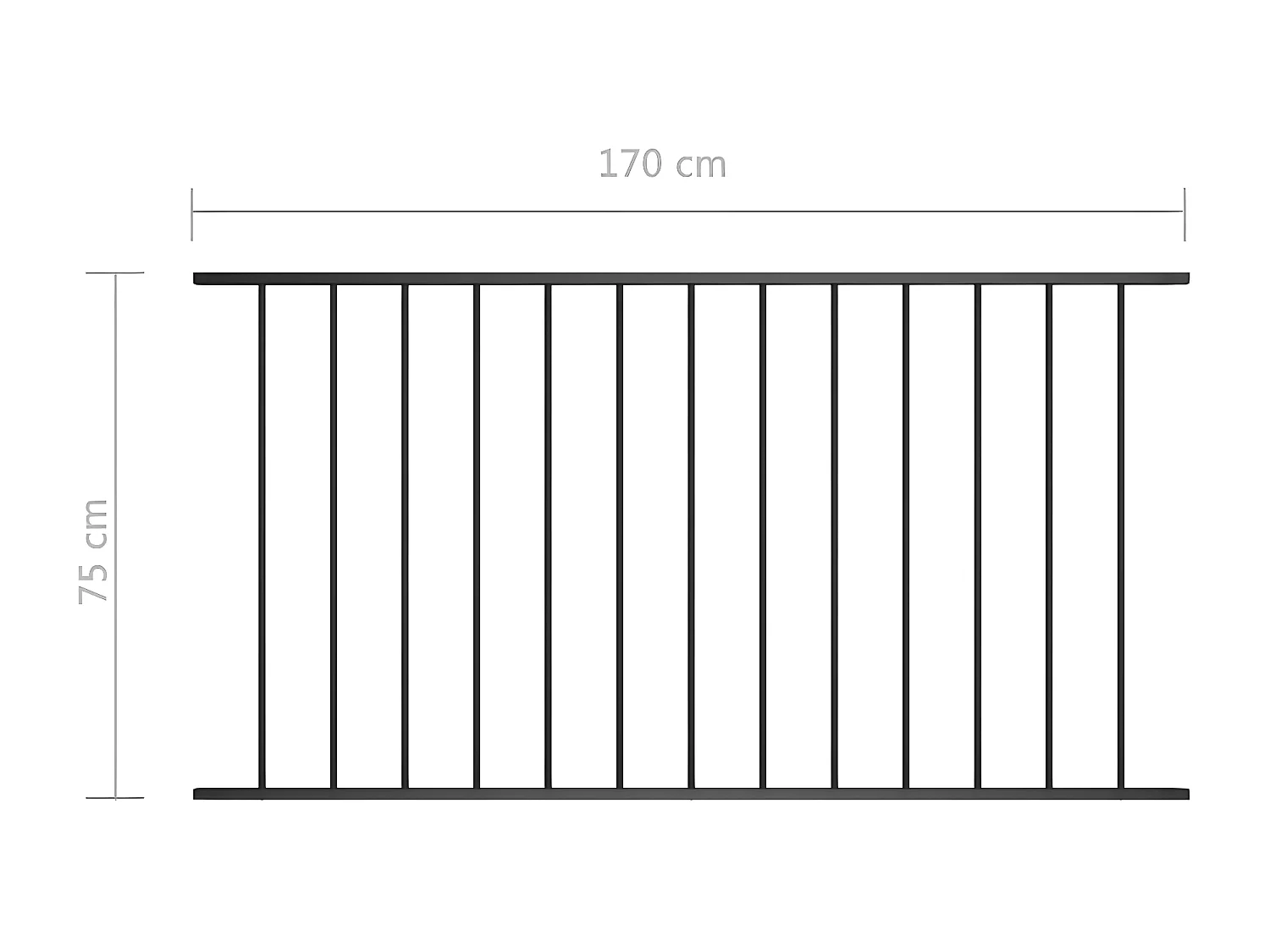 Panneau de clôture Acier enduit de poudre 1,7x0,75 m Noir